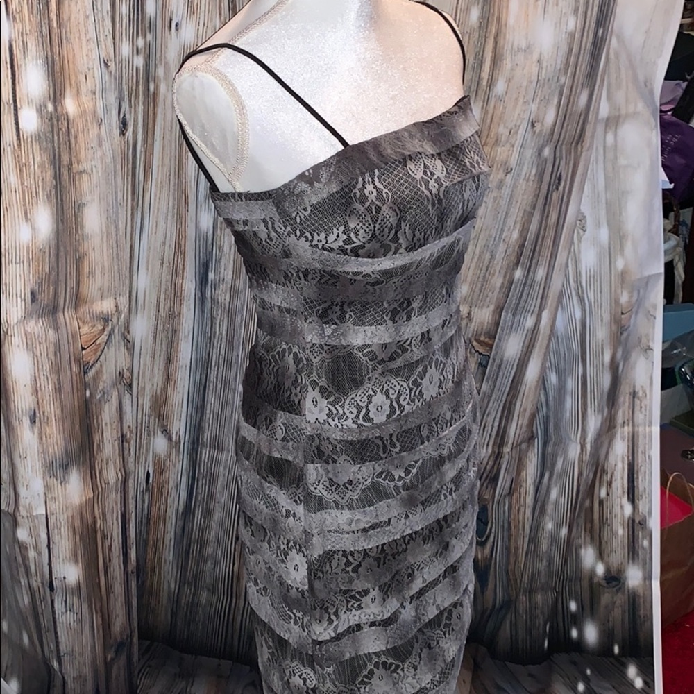 J S Collection Cocktail Dress Layers o/Lace-Fitted